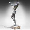 Indistinctly signed, a bronze sculpture of a dancer, on a marble base, foundry mark Image - 2