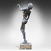 Indistinctly signed, a bronze sculpture of a dancer, on a marble base, foundry mark Image - 3