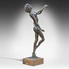 Indistinctly signed, a bronze sculpture of a dancer, on a marble base, foundry mark Image - 5