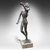 Indistinctly signed, a bronze sculpture of a dancer, on a marble base, foundry mark Image - 6