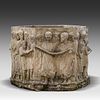 A hexagonal planter in composite stone depicting choir figures 47 x 60 cm. (18 1/2 x 23.6 in.). Image - 1