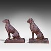 A pair of cast iron garden sculptures of seated hunting dogs after Alfred Jacquemart, H 73 - 74 Image - 2