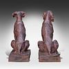 A pair of cast iron garden sculptures of seated hunting dogs after Alfred Jacquemart, H 73 - 74 Image - 3