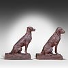 A pair of cast iron garden sculptures of seated hunting dogs after Alfred Jacquemart, H 73 - 74 Image - 4