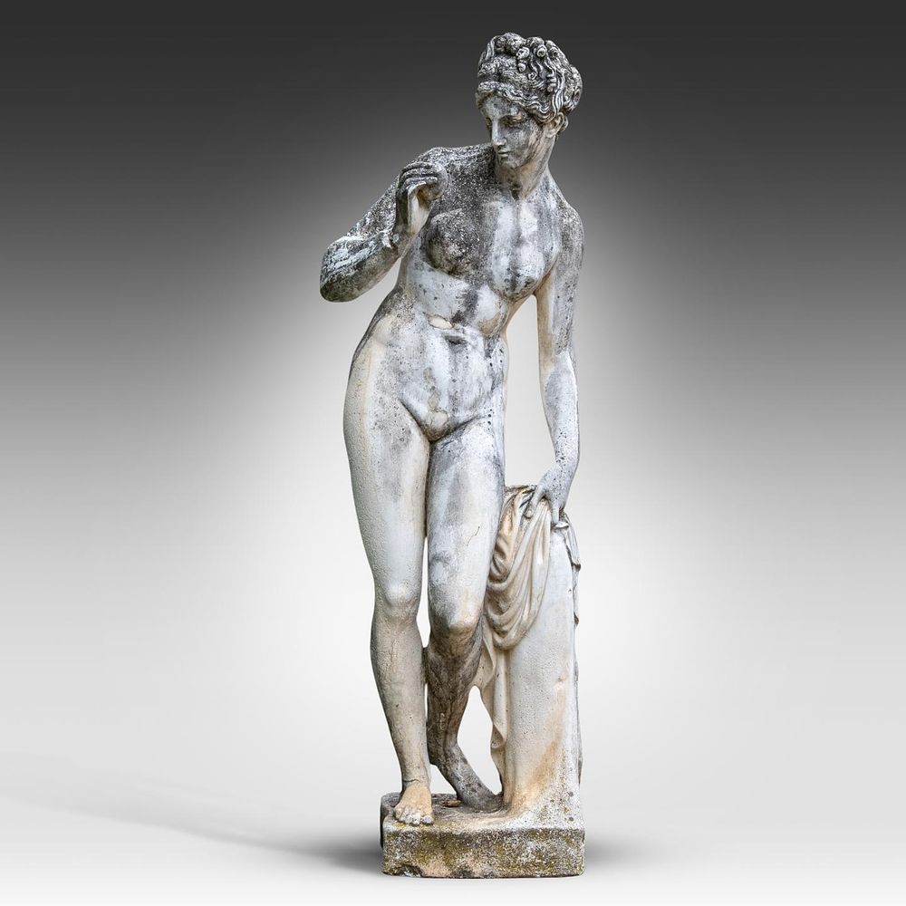 A composite stone garden figure of Venus with the apple, after Bertel Thorvaldsen 163 x 51 x 43 