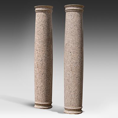 A pair of granite Tuscan order columns 207 x 39 cm. (81 1/2 x 15.3 in.). A pair of granite 