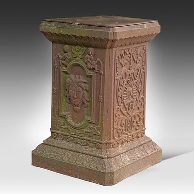 A Neoclassical cast iron bronze pedestal 89 x 61 x 61 cm. (35.0 x 24.0 x 24.0 in.). A 