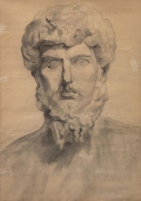 James Ensor (1860-1949), academic study of the bust of Marcus Aurelius, 1877-9, charcoal on 