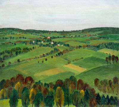 Jean Brusselmans (1884-1953), landscape of the Pajottenland, oil on canvas 55 x 61 cm. (21.6 x 