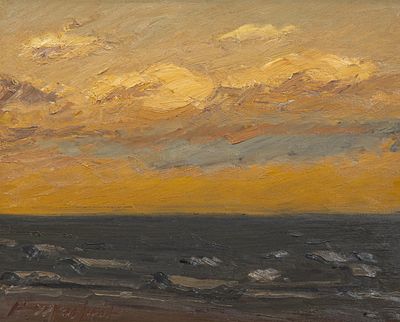 Hubert Malfait (1898-1971), 'Zee en Lucht', dated 1960, oil on panel 60 x 75 cm. (23.6 x 29.5 