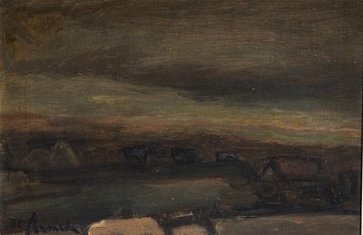 Constant Permeke (1886-1952), rural landscape, oil on canvas 40 x 60 cm. (15 3/4 x 23.6 in.) 