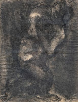 Constant Permeke (1886-1952), 'Figuren', 1924, charcoal drawing 27 x 27 cm. (10.6 x 10.6 in.) 