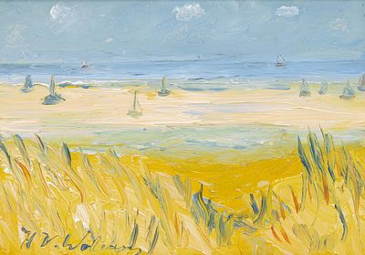 Henri Victor Wolvens (1896-1977), view of the dune and the beach, oil on Unalit panel 24 x 33 