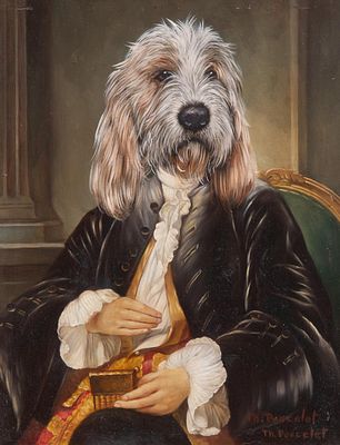 Thierry Poncelet (1946), portrait of a dog, oil on board 33.5 x 25.5 cm. (13.1 x 10.0 in.) 