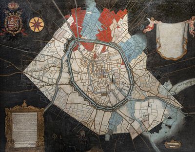 A historically important city map of Bruges, hand-painted by land surveyor Johannes Lobbrecht 