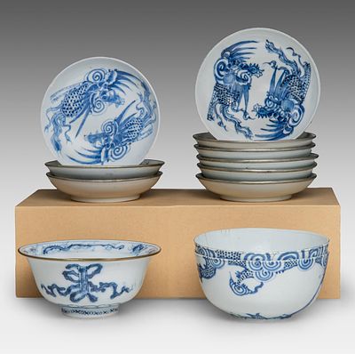 A group of Chinese blue and white ware for the Vietnamese market, Neifu mark, 19thC - incl. two 