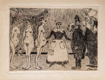 James Ensor (1860-1949), 'The old ... rascals' ('Les vieux... polissons'), etching, 1895 9.6 x 