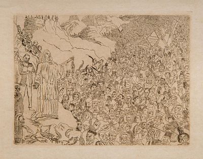 James Ensor (1860-1949), 'The multiplication of the fishes', etching, 1891 17.4 x 32.2 cm. 