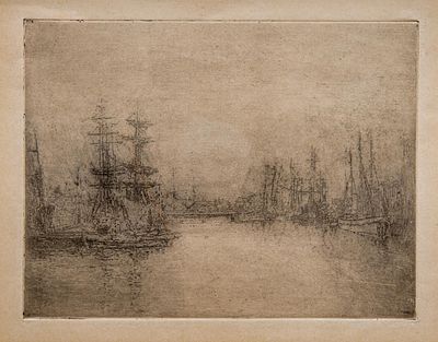James Ensor (1860-1949), 'The Main Dock, Ostend' (Le Grand Bassin, Ostende), etching, 1888 17.9 