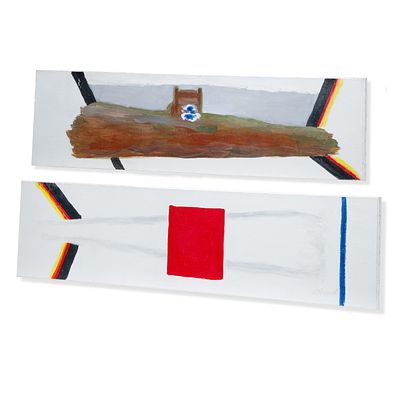 Roger Raveel (1921-2013), 'De Onderzeeer' (the Submarine), diptych, oil on canvas, 30 x 119 - 132 cm
