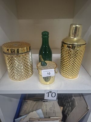 4 glass items gold cocktail