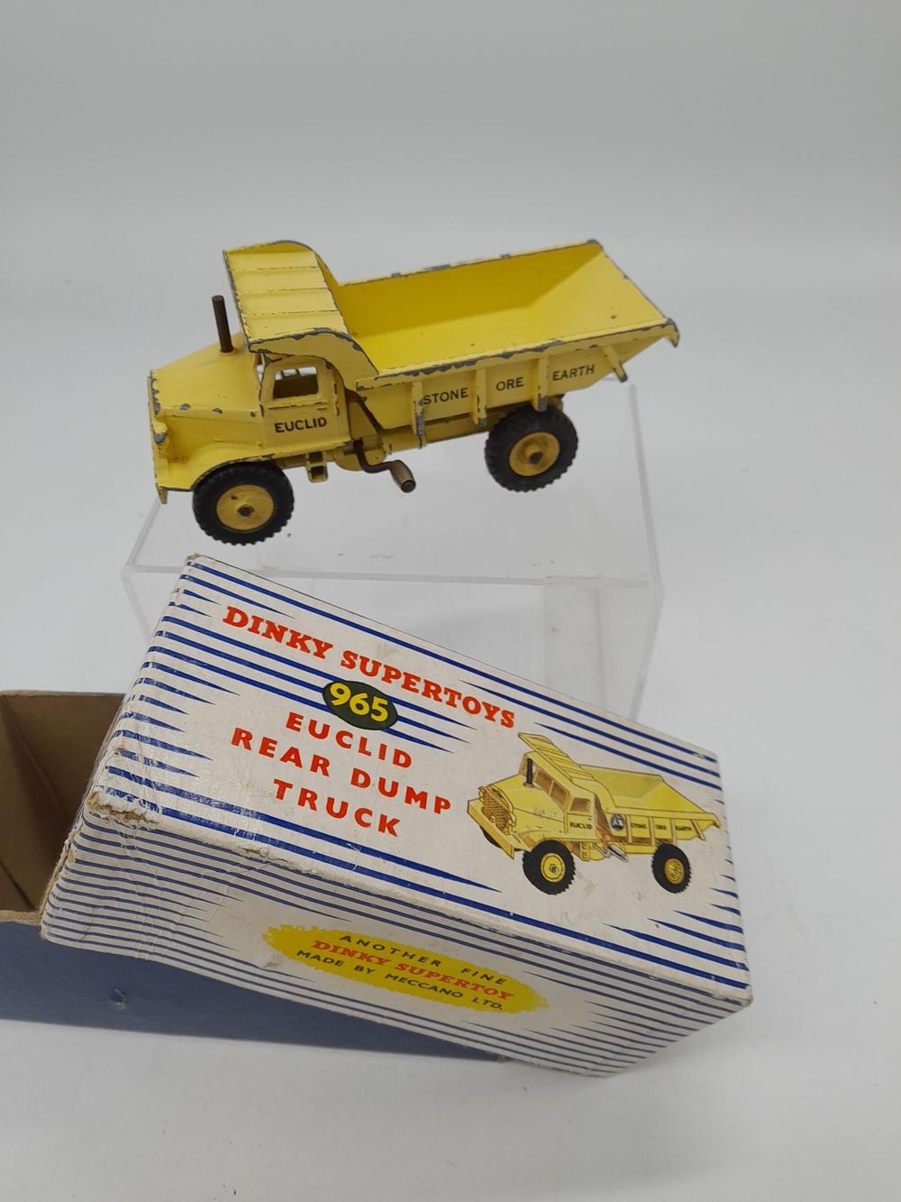 Dinky 965 Euclid Rear Dump Truck black and white Euclid logo Boxed