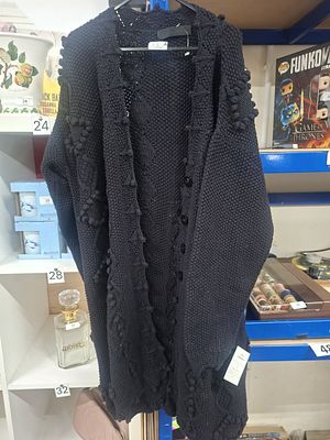 large crotchet black lady's jumper / cardigan with tags