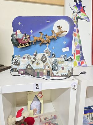 Fiber Optic Illuminated Animated Musical Santa "Starry Night" Christmas all working