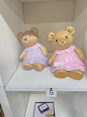 2 pottery teddies
