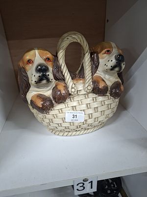 fairground chalk 2 puppies in a basket