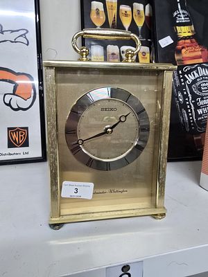 large vintage seiko gold tone mantel clock - working