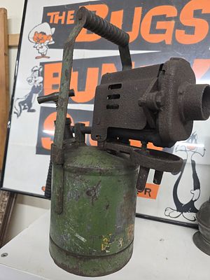 Vintage Industrial Trade Blowtorch in Painted Steel and Cast Iron