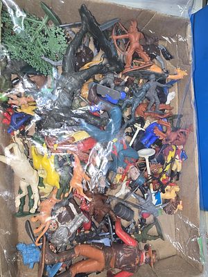 A Collection of Vintage Wild West and Military Toy Figures and Accessories