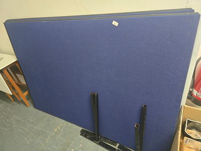 A Pair of Blue Fabric Floor sound proof Standing Partition Screens UNABLE TO POST