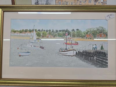 G. Skeet, A Coastal Harbour Scene, Watercolour and Ink on Paper