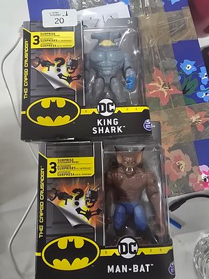 A Pair of DC Comics The Caped Crusader Action Figures by Spin Master including King Shark and 