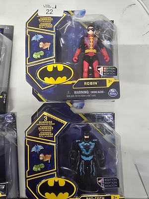 A Pair of Spin Master DC Universe 1st Edition 4-inch Action Figures, Robin and Bat-Tech Nightwing