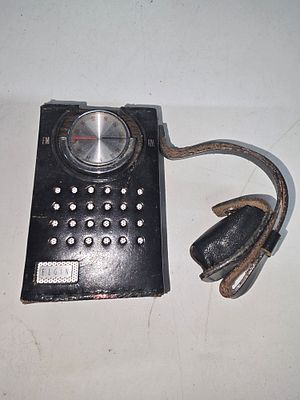 Vintage Elgin Model R-2400 Portable AM-FM Transistor Radio in Leather Case