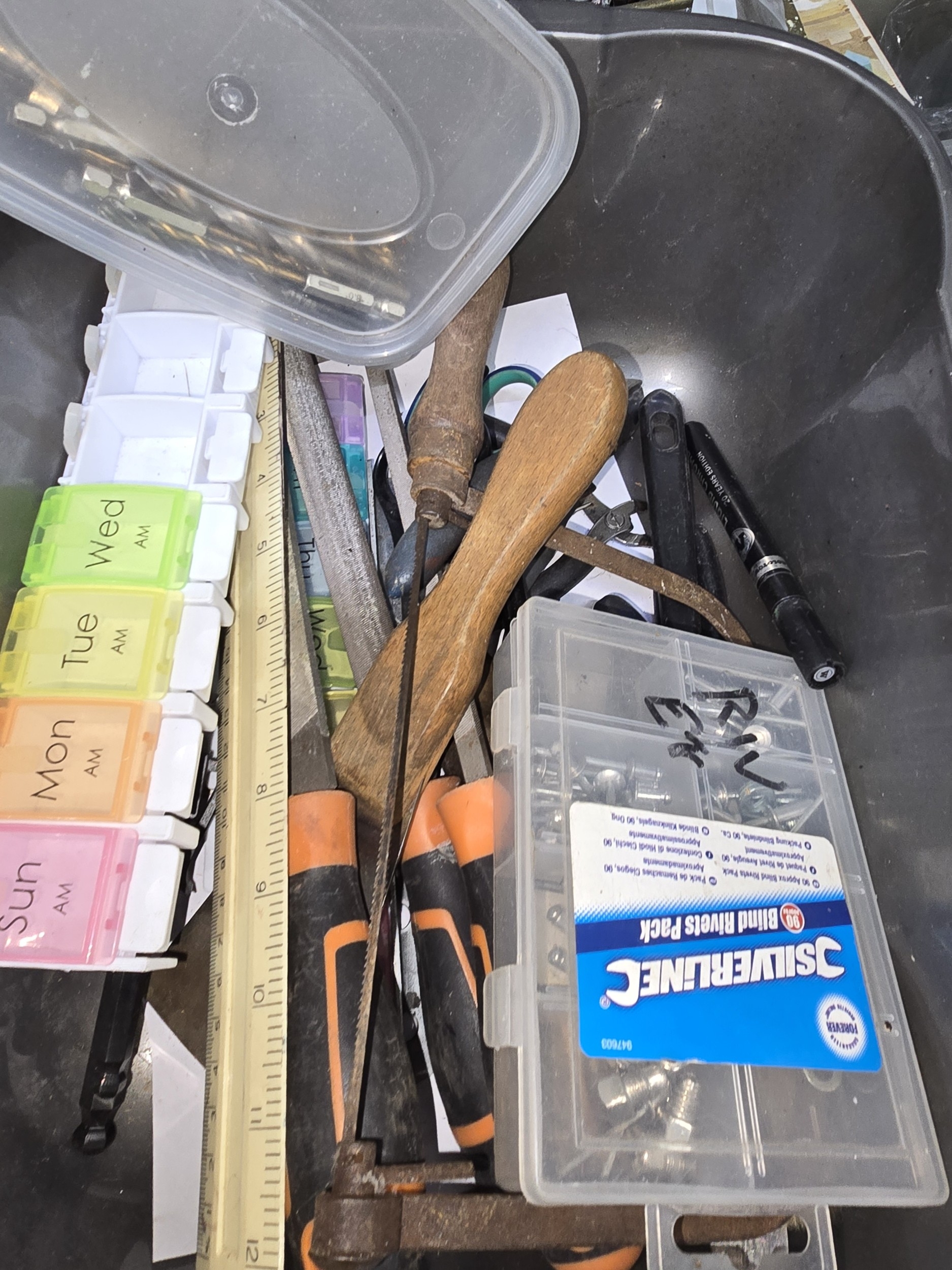 An Assortment of Workshop Hand Tools and Hardware including a Silverline Rivet