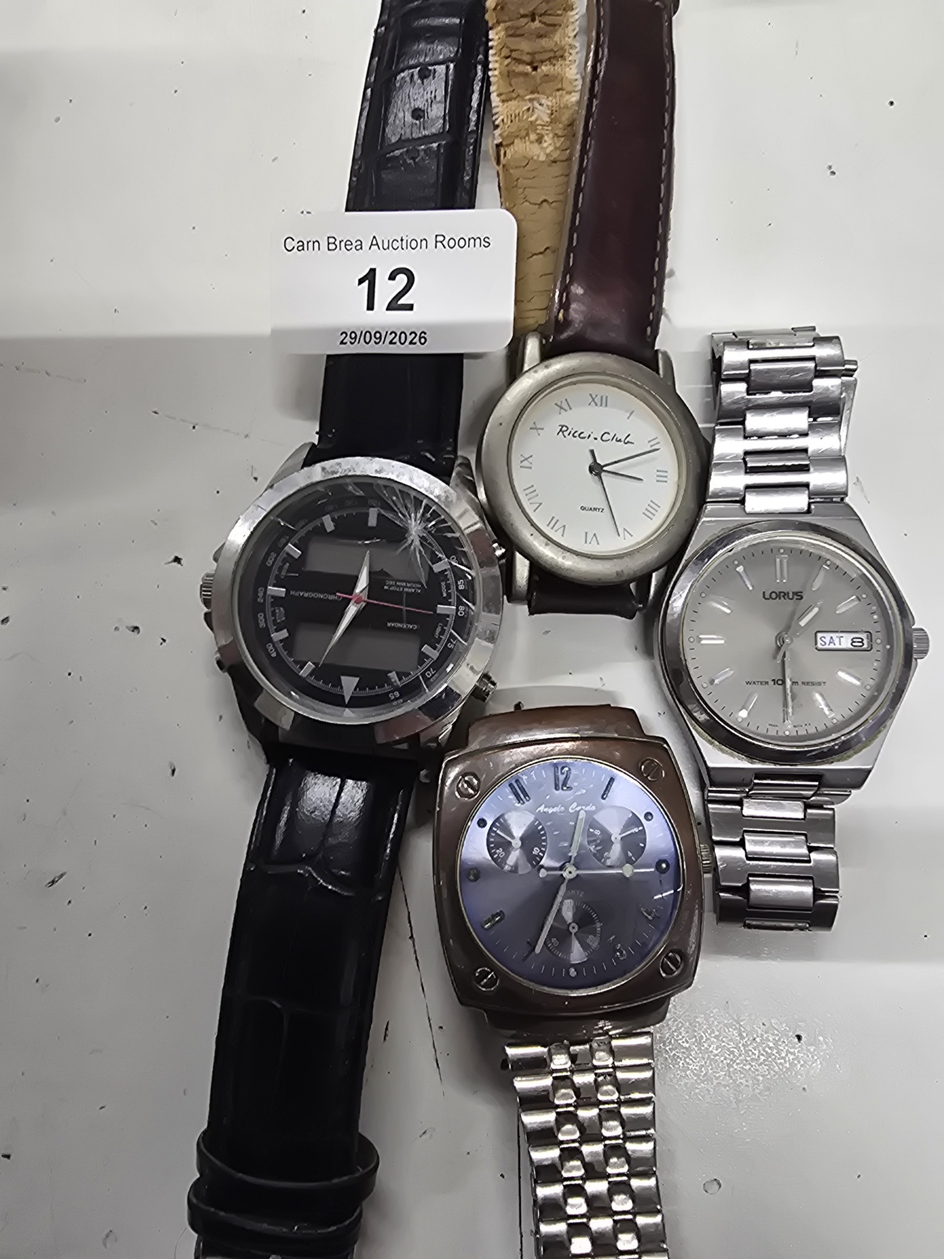 A Collection of Quartz Wristwatches including Lorus and Angelo Gallo untested