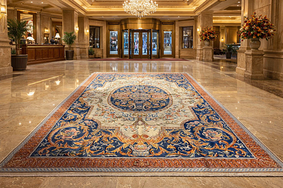 A handwoven Carpet Aubisson French. A handwoven carpet with Aubusson (French) design , a very 