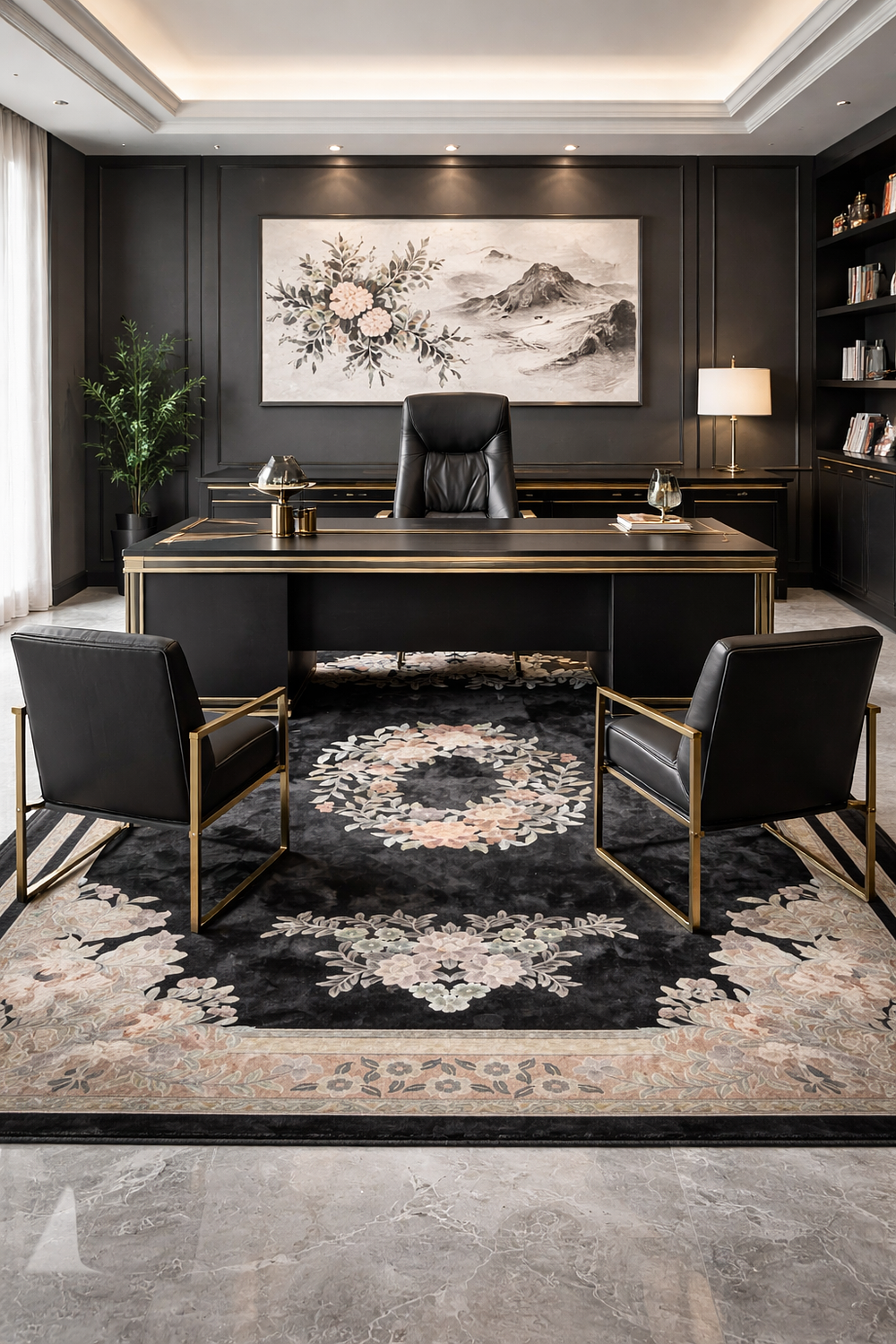 A unique , fully handwoven chiness silk carpet , the carpet is completely handmade and 100 % in 