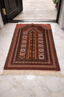 Handmade persian rug Balouch. An old and antique Turkmen Rug , Approximately 60-70 years old 