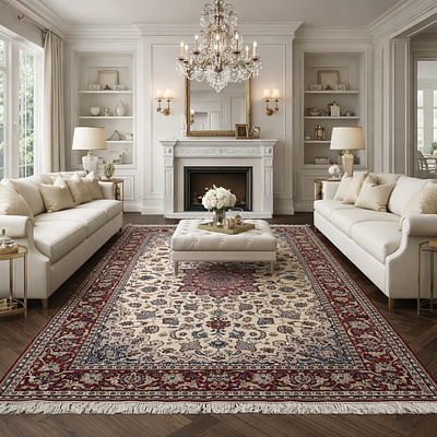 Handmade Persian rug from Isfahan Iran . A very exquisite and luxurious Isfahan Carpet 
