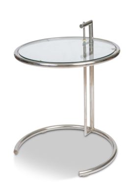 Eileen Gray Style Adjustable Side Table. 1970's copy of a 1927 design, height from 23.25 to 