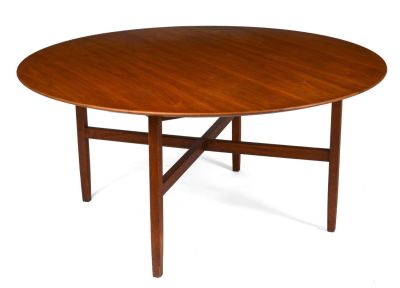 Large Round Dining Table by Knoll. Height 25 inches, diameter of top 54 inches.