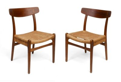 Pair of Hans Wegner CH23 Side Chairs. Seat height 17 inches.