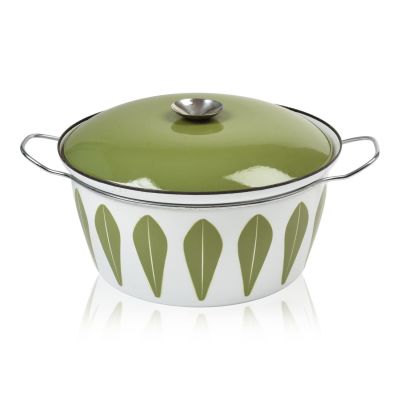 Large Catherineholm Enamel Pot. Lotus Pattern, Norway, c. 1960's, signed under lid, diameter 13 