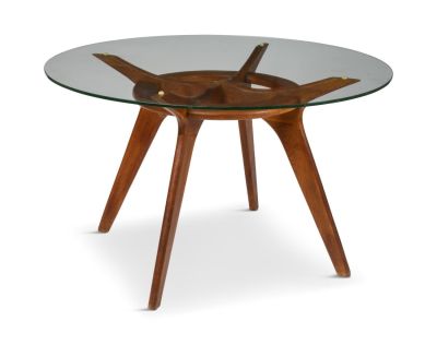 Adrian Pearsall Walnut and Glass Dining Table. Craft Associates, circa 1950, height 29 inches 