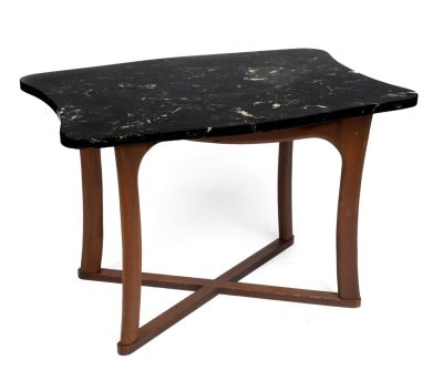 Adrian Pearsall Style Marble Top Stand. Height 20 inches, top 21 x 30 inches.